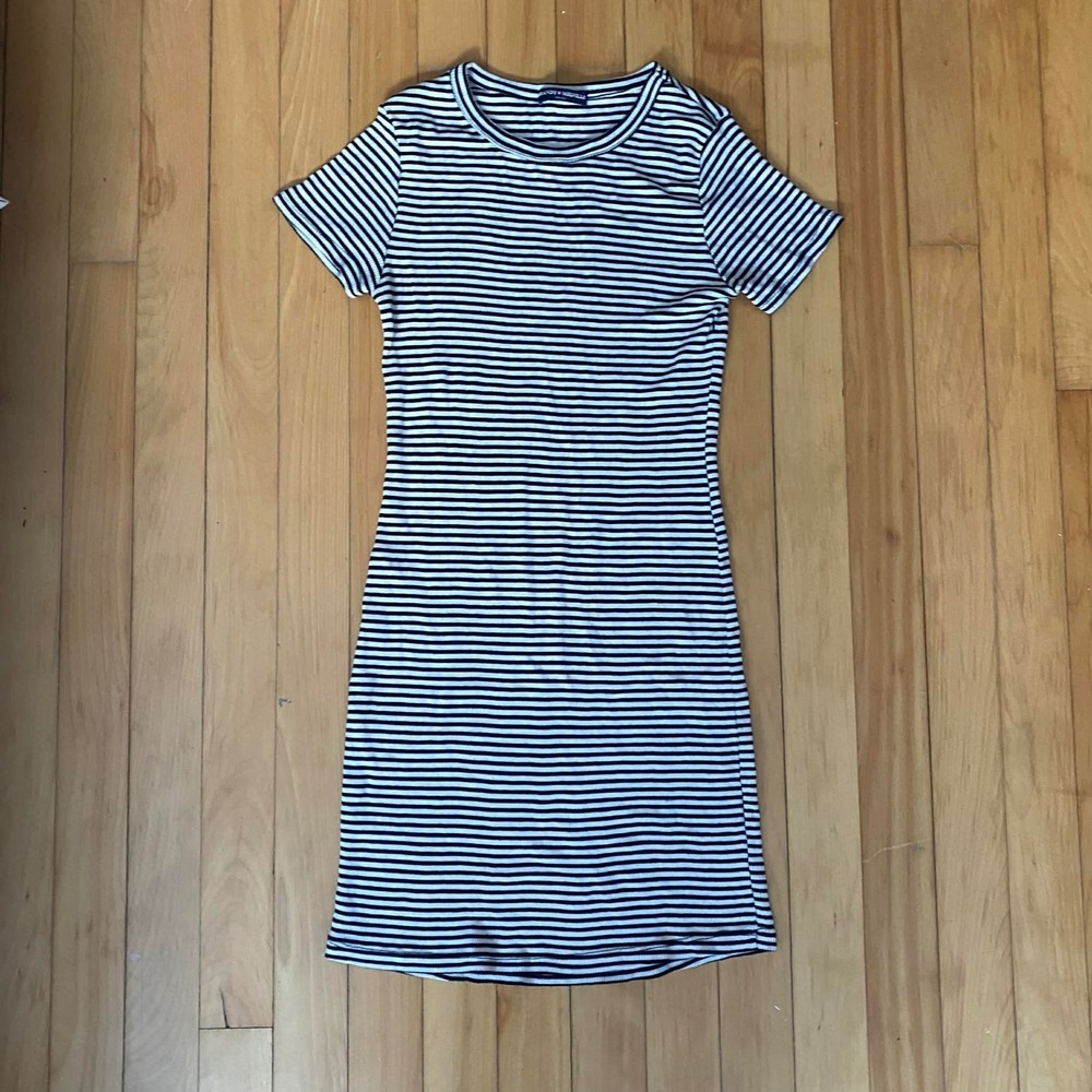 Brandy Melville Striped T Shirt Dress One Size Black White Ribbed Knit Mini